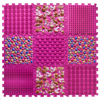 Изображение Masāžas ortopēdiskais paklājiņš Ortek "Puzzle Mix" 9 moduļi Rozā