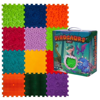 Изображение Masāžas paklājiņš Avalanche Dinosaurs Puzzle 12 elementi