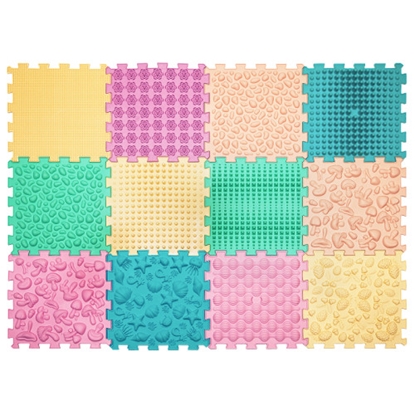 Attēls no Masāžas paklājiņš Puzzle Mix Pastel 12 elementi