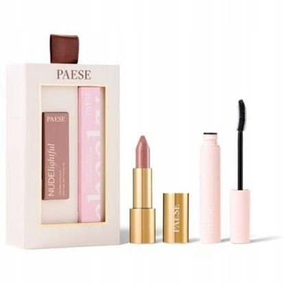Attēls no Paese PAESE_SET Cheeky Nude Look Cheeky tusz do rzs Black 9ml + Nudelightful kremowa pomadka w sztyfcie 400 Beige Marshmallow 4,5g