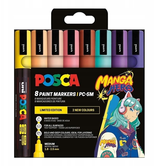 Picture of Posca POSCA PC-5M MANGA HERO - with 8 pcs. asst. colors