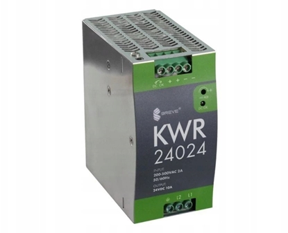 Attēls no Przetwornica SilentiumPC Zasilacz impulsowy KWR 24024 230-400/ 24VDC 10A 240W na szyn DIN, Uzas: 180-550VAVAC, Ta70, 17000-1806