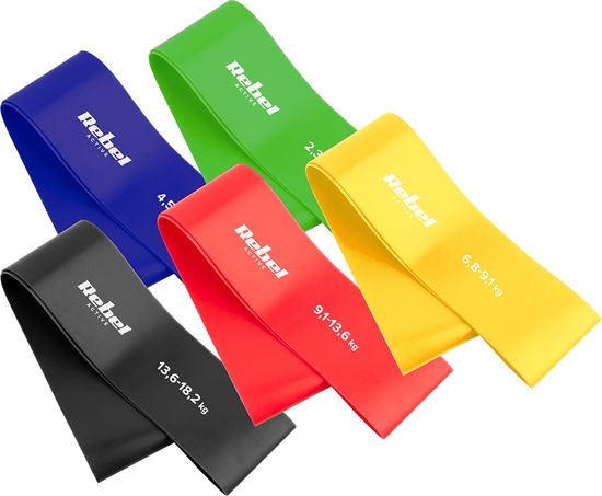 Picture of Rebel Active Zestaw gum do wicze TPE - Mini Band L, 2.3-18.2 kg, 5 gum, kolorowy