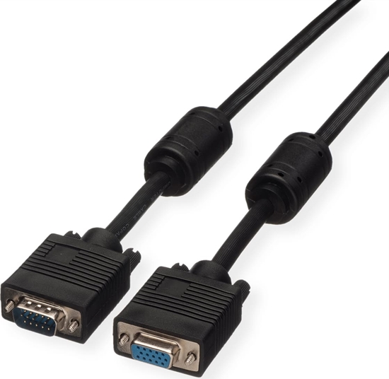 Изображение Roline SVGA Cable + Ferrite, HD15, M/F, 2 m