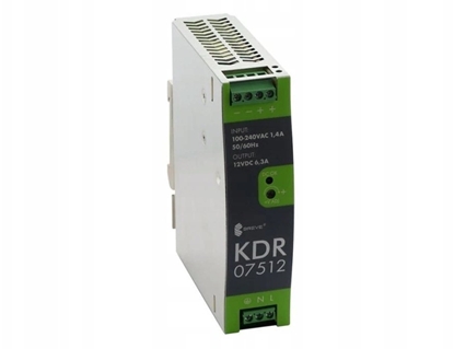 Attēls no SilentiumPC Zasilacz impulsowy KDR 07512 230/ 12VDC 6,3A 75,6W on DIN rail, Uzas: 88-264VACVAC, Ta70, 17000-1823
