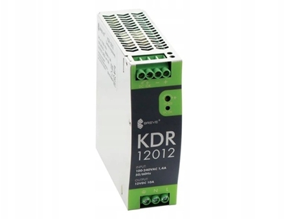 Attēls no SilentiumPC Zasilacz impulsowy KDR 12012 230/ 12VDC 10A 120W na szyn DIN, Napicie wejciowe: 88-264VACVAC, Temperatura pracy: 70, Pp=1,5xPn, 17000-1814