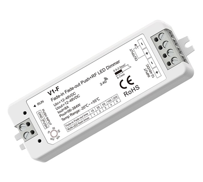 Изображение SKYDANCE V1-F nuolatins tampos valdiklis, 12-48V, 1x 8A, Push-Dimm