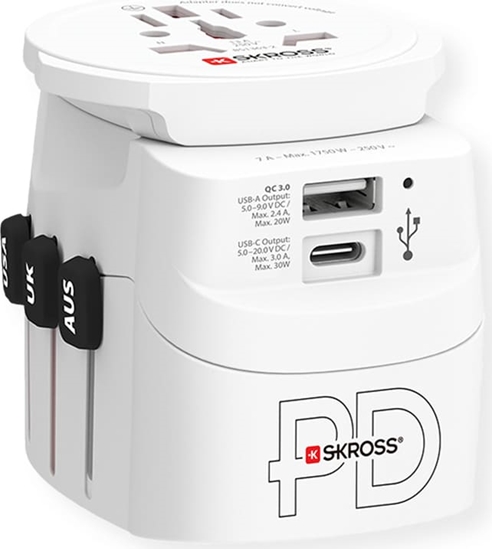 Picture of Skross PRO Light USB AC30PD World Travel Adapter, worldwide