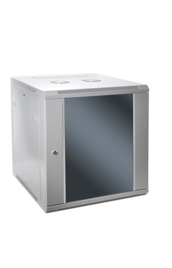 Изображение SOMI Networks | 22U, 19″ Network Wall Cabinet | 22U-60/45FPC | With Front Glass Doors; Unassembled | Depth: 45 cm | Gray