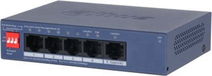 Изображение Switch Dahua Technology Managed Switch layer L2 Form factor Desktop/Wall-Mounting 5xRJ-45 jungtys RJ-45 Ports Type Gigabit Ethernet (10/100/1000) 5xGigabit Ethernet (copper) jungtys quantity Power over Ethernet (PoE) Yes 4xPower over Ethern (CS4005-4GT-36