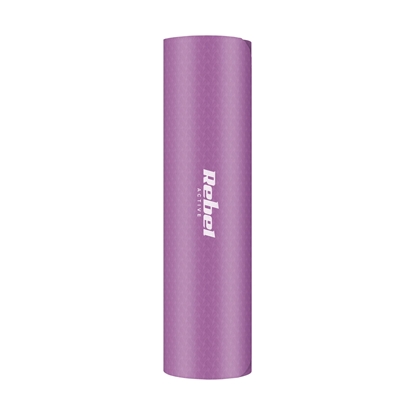Изображение Vingrošanas paklājiņš jogai, pilates, fitnesam, 183x61cm, 6mm biezs, TPE materiāls, violets, REBEL ACTIVE