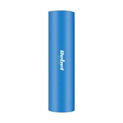 Picture of Vingrošanas paklājiņš jogai, pilates, fitnesam, 183x61cm, 6mm biezs, TPE materiāls, zils, REBEL ACTIVE