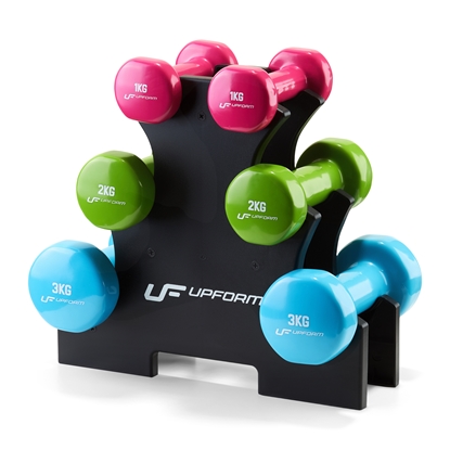 Picture of Vinila fitnesa hanteļu komplekts 12 kg ar statīvu – UpForm