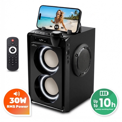 Attēls no Głośnik przenośny OVERBOX MT3186 Bluetooth 5.3+ EDR/A2DP, AVRCP/FM/MP3/microSD/USB/USB-C/MIC-in/AUX-in/RMS 30W/PMPO 900W