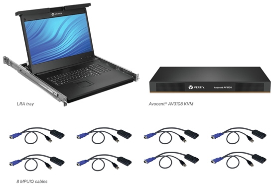 Picture of Vertiv Avocent LCD Local Rack Access Console, 8P KVM, 8 CABLES, USB KB-UK ENG