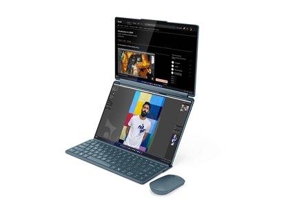 Attēls no Lenovo Yoga Book 9 14IAH10 Intel | Tidal Teal | 2x14 " | OLED | Touchscreen | 2.8K WQXGA+ | 2880 x 1800 pixels | Intel Core Ultra 7 | 255H | 32 GB | Soldered LPDDR5X | Solid-state drive capacity 1000 GB | Intel Arc 140T GPU | Windows 11 Home | 802.11be | 