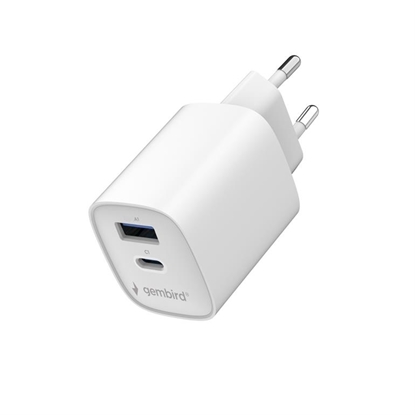 Picture of Lādētājs Gembird 2-port 30W USB PD Fast Charger White Type-C Type-A